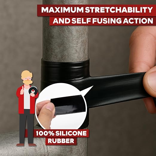 XFasten Self Fusing Silicone Tape Waterproof Black – 1" x 36 Feet, Self - Image 6