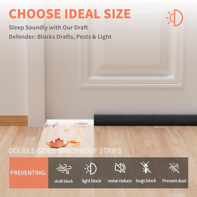 Upgraded Door Draft Stopper for Bottom of Door, Under Door Gap Filler for Big - Image 3