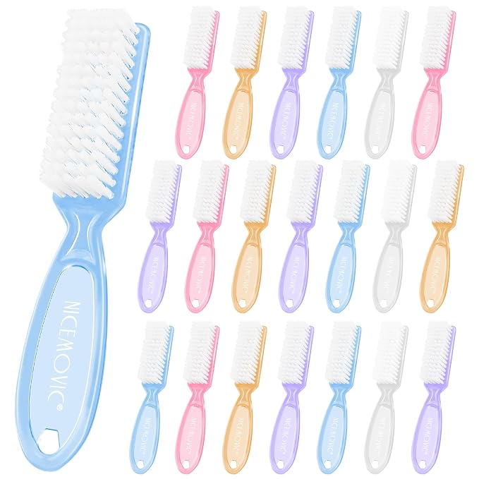 NICEMOVIC 20 Pcs Nail Brush for Cleaning Fingernails, Handle Grip Nail Scrubber by NICEMOVIC