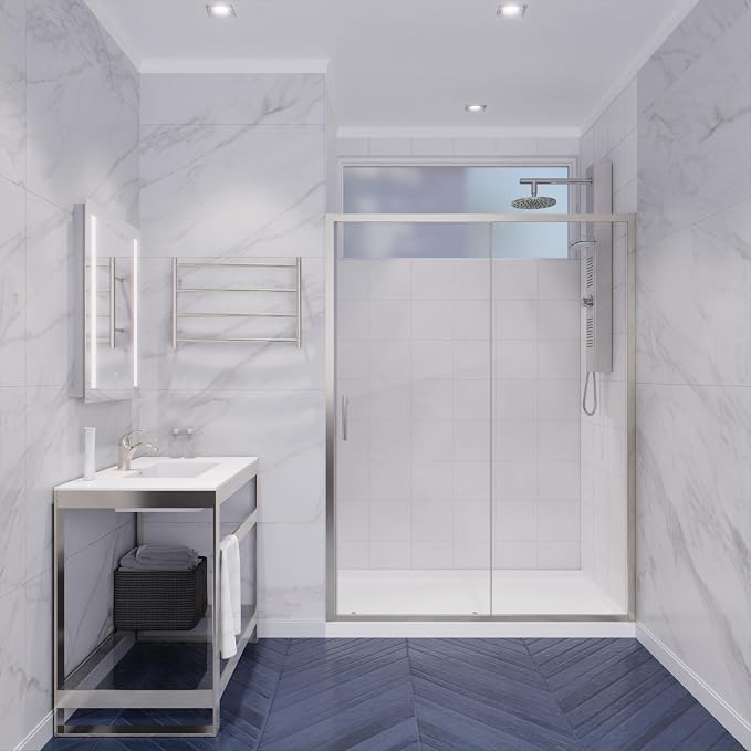 ANZZI 72 x 48 inch Framed Shower Door in Brushed Nickel | Halberd Water - Image 5