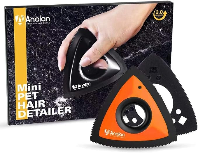 Analan Mini Pet Hair Remover for Car Detailing Supplies, Triangle Dog Hair by ANALAN