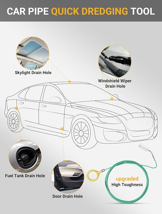 Upgraded Auto Sunroof Drain Cleaning Tool, 120 Inch Long Flexible Drain Brush - Image 3