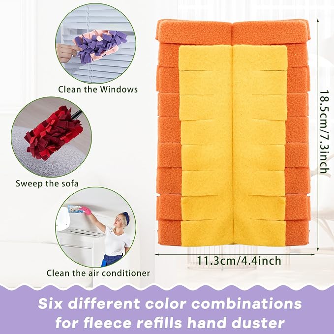 Zubebe 12 Pcs Duster Refill Reusable Fleece Duster Refills Feather Flat Dusters - Image 2