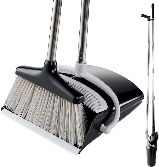 Broom and Dustpan Set Lightweight Upright Lobby Broom and Dust Pan Combo by Ulodimi