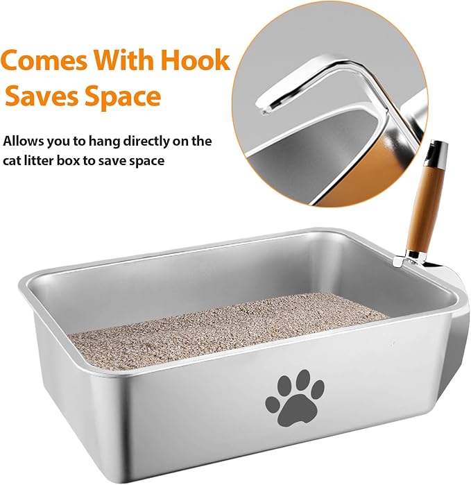 Stainless Steel Metal Cat Litter Scoop, Kitten Pooper Lifter - Image 2