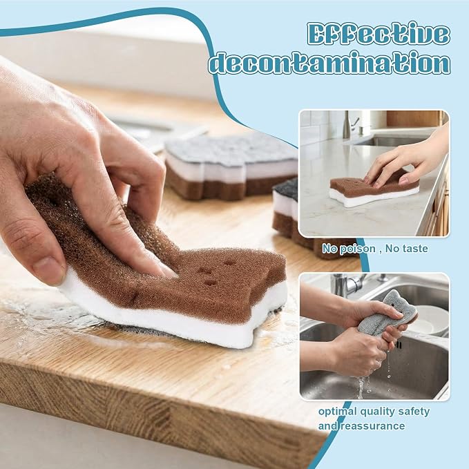 12 Pcs Cat Kitchen Sponges for Dishes Double Sided Cleaning Dish Scrub Sponge - Image 6