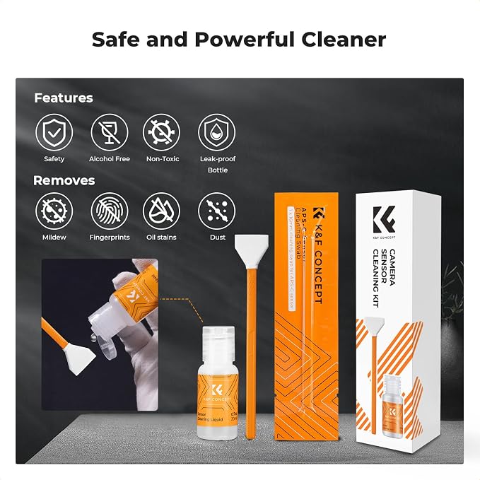K&F CONCEPT Camera Cleaning Kit16mm APS-C Frame Sensor Cleaning Swab*6 + 20ml - Image 6