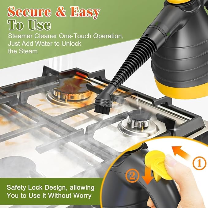 Handheld Pressurized Steam Cleaner, 1050W Multi-Surface Steamer - Image 3