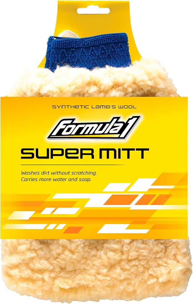 Formula 1 Super Car Wash Mitt – Synthetic Lambs Wool Wash Mitt Auto Detailing by Formula1