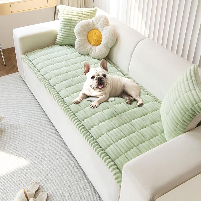 OTOB Couch Covers for 3 Cushion Sofa Pet Friendly, Plush Fuzzy Non Slip Sofa by OTOB