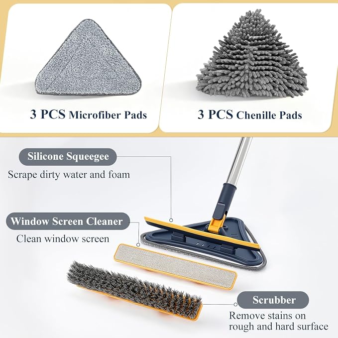 5 in 1 Wall Cleaner Mop, 78 Inch Base Board Cleaner Tool - Image 2