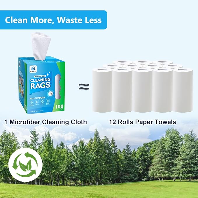 GLIMGLINT White Microfiber Cleaning Cloth, 100 Pack Cleaning Rags, Ultra - Image 7