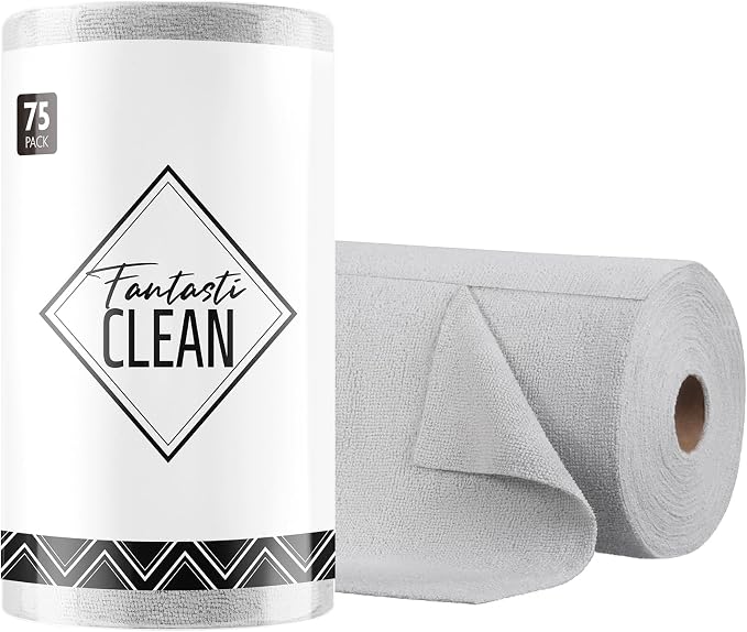 Fantasticlean Microfiber Cleaning Cloth Roll -75 Pack, Tear Away Microfiber by Fantasticlean