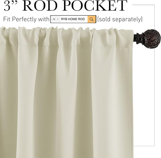 RYB HOME Blackout Curtains for Living Room Thermal Insulated Privacy Solar - Image 2