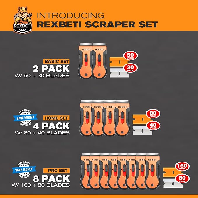 REXBETI Razor Blade Scraper Tool, 2 Pack Razor Scraper Set - Image 2