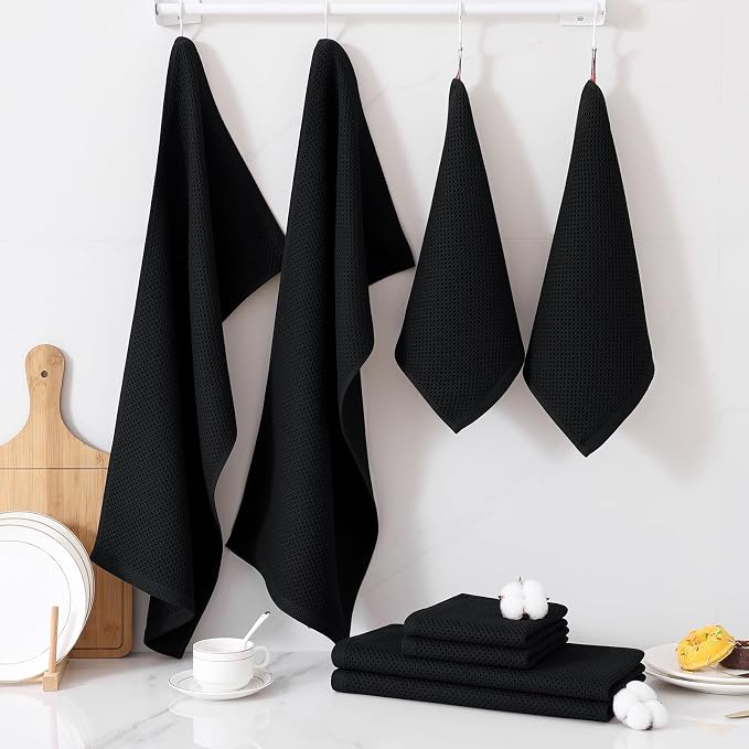 Homaxy 100% Cotton Kitchen Towels and Dishcloths Set, 12 x 12 Inches and 13 x - Image 7