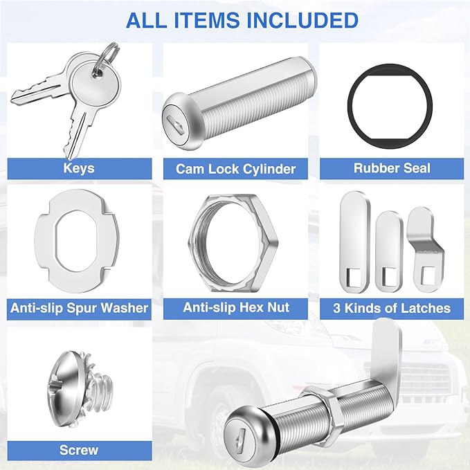 Cabinet Lock with Keys, Heavy Duty Cabinet Cam Lock Set - Image 7