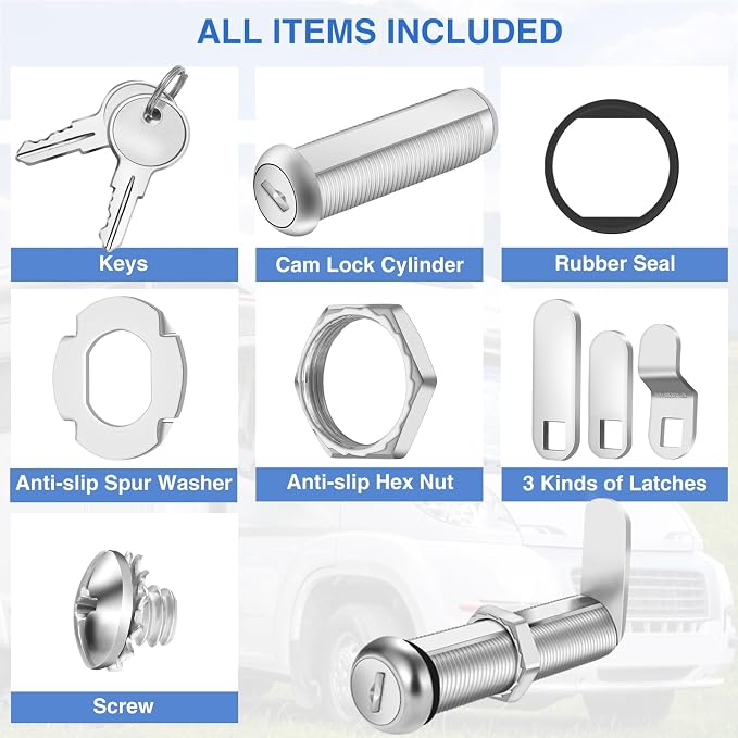 Cabinet Lock with Keys, 2 Pack Cabinet Cam Lock Set - Image 7