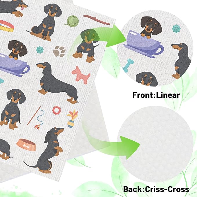 Dachshund Dog Gifts Swedish Dishcloths, 6 Pack Swedish Dish Cloths - Image 4