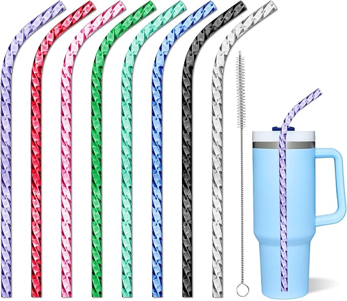 Reusable Straws for Stanley Cup Replacement, 12 Inch Plastic Long Straw for 40 by AIERSA