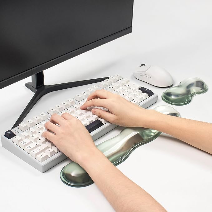 Ergonomic Gel Keyboard and Mouse Wrist Rest Set – Green Clear Wrist Rest - Image 3