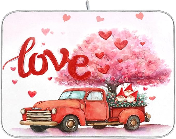 Valentine’s Day Love Tree Dish Drying Mat by Wamika