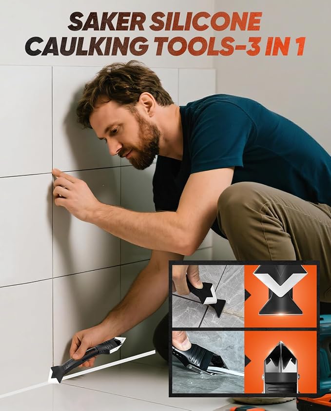 Saker Silicone Caulking Tools-3 in 1 Sealant Finishing Tool Grout Remove Scraper - Image 7