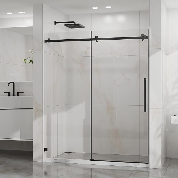 Frameless Shower Door 60" W x 72" H, 1/4" Clear Tempered Glass, Sliding Design - Image 8