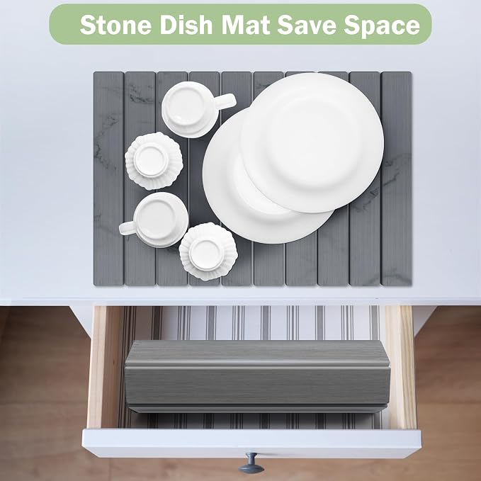 Stone Dish Drying Mat for Kitchen Counter, Versatile Stone Drying Mats for Cups - Image 5