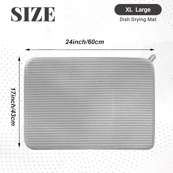 2 Pack Large Dish Drying Mat for Kitchen Counter, 24*17 inch Microfiber - Image 2