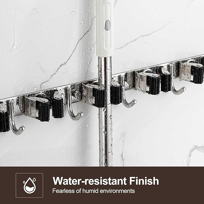 2 Pack Wall Mount, Stainless Steel Broom Hanger, Heavy Duty Mop and Broom - Image 3