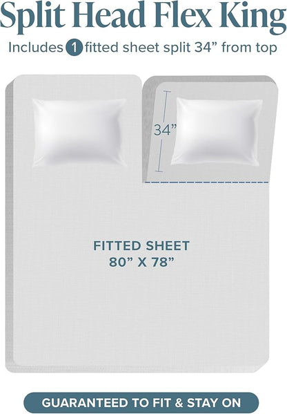 Bare Home Split Head Flex King Sheet Set - 1800 Ultra-Soft Microfiber Bed Sheets - Double Brushed - Deep Pockets - Easy Fit - 4 Piece Set - FlexTop Bedding Sheets (Split Head Flex King, Dusty Rose)