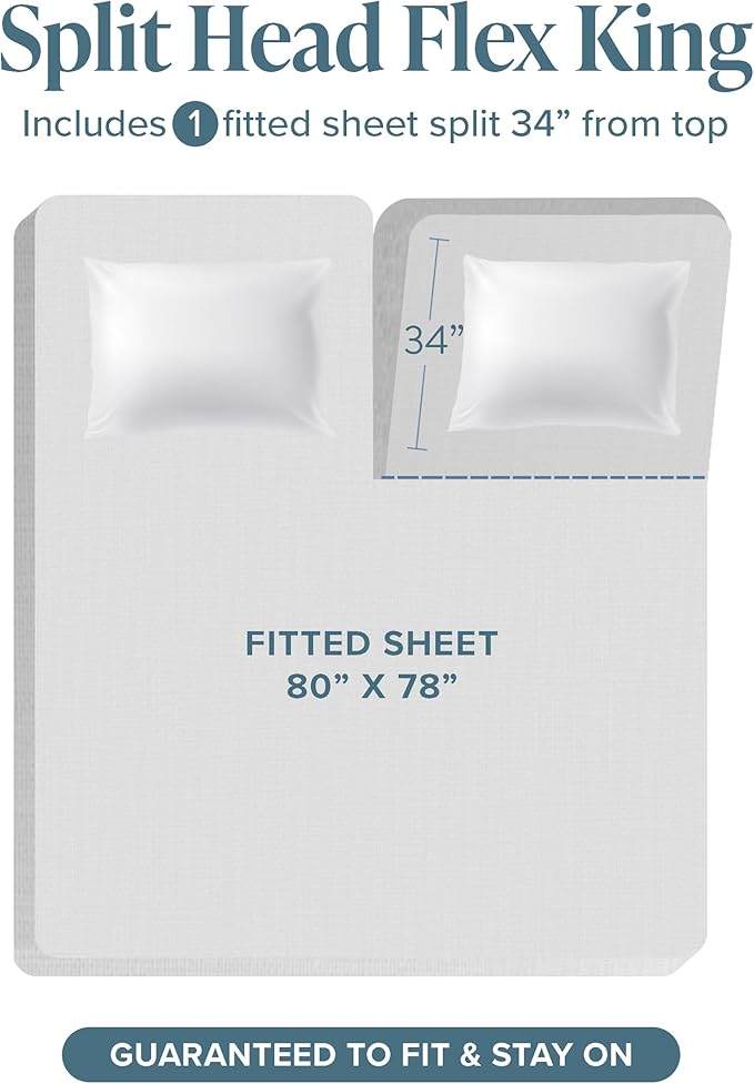 Bare Home Split Head Flex King Sheet Set - 1800 Ultra-Soft Microfiber Bed Sheets - Double Brushed - Deep Pockets - Easy Fit - 4 Piece Set - FlexTop King Bedding (Split Head Flex King, Forest Green)