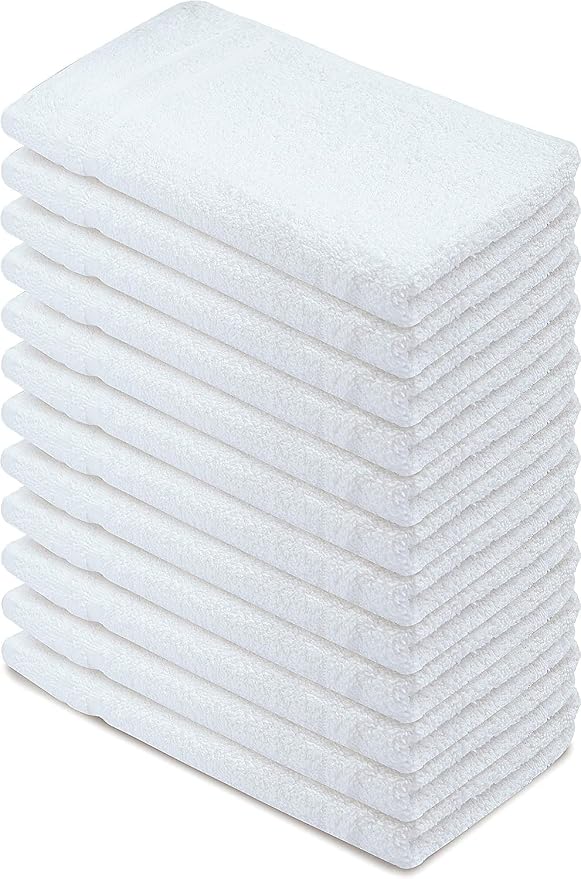 Basic Hand Towels 16x26 Inches – Pack of 12 – White Color – Soft and Absorbent by TEXTILA