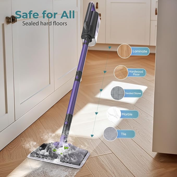 Steam Mop, Steam Cleaner with Large-Capacity Water Tank, 2 Washable Pads - Image 6