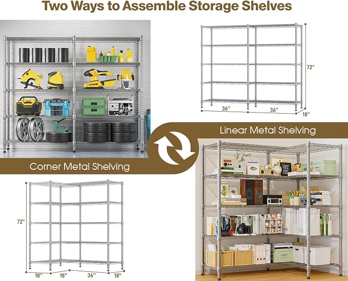 Himimi 72"W Wire Rack Shelving-2000LBS Capacity, Adjustable Storage Shelves - Image 6