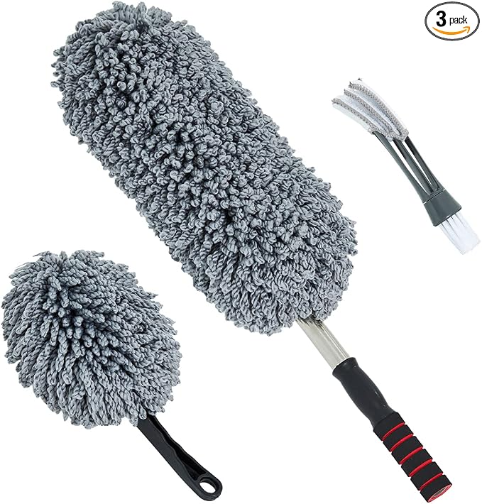 Microfiber Car Duster Exterior Scratch Free, Extendable Handle Interior by Loyakuu