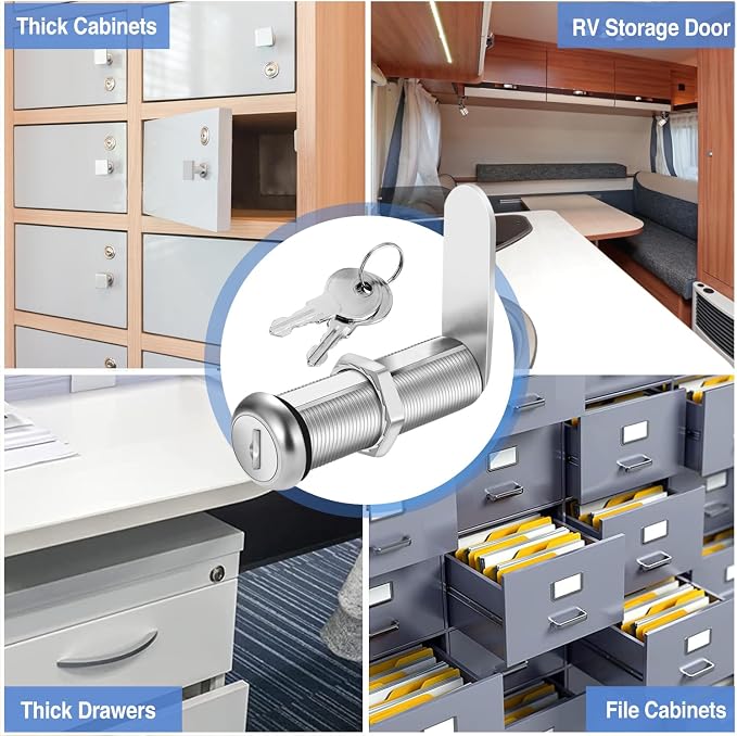 Cabinet Lock with Keys, 2 Pack Cabinet Cam Lock Set - Image 6