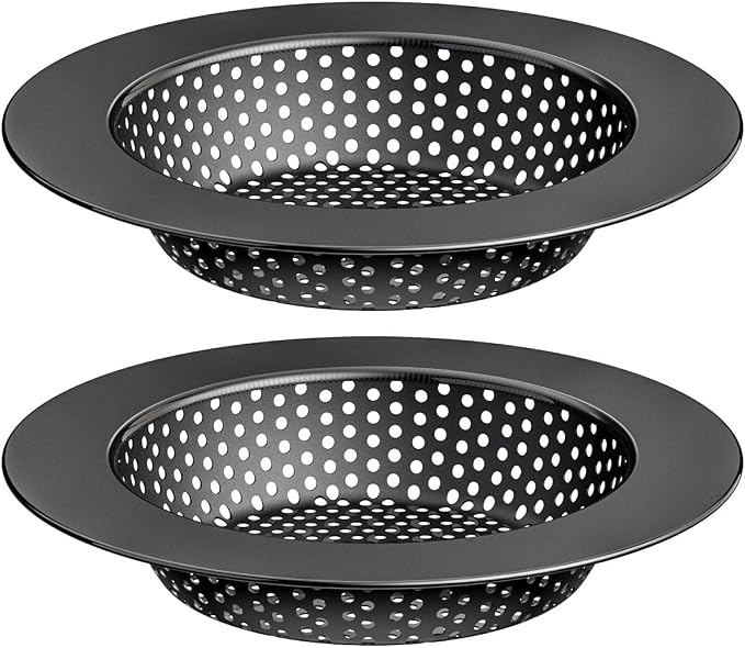 Black Kitchen Sink Drain Strainer, Sink Drain Cover, Food Catcher, Large Wide by Huntonry
