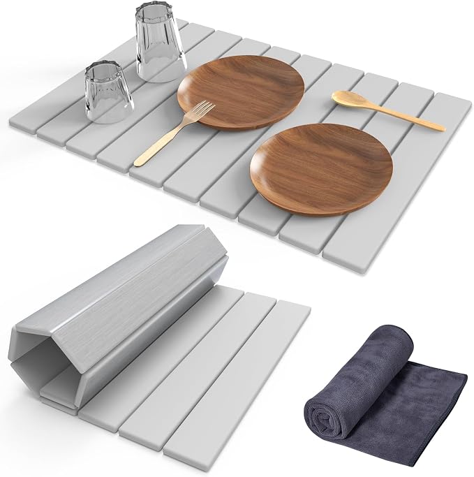 Stone Dish Drying Mat for Kitchen Counter, Versatile Stone Drying Mats for Cups by Cecnamt