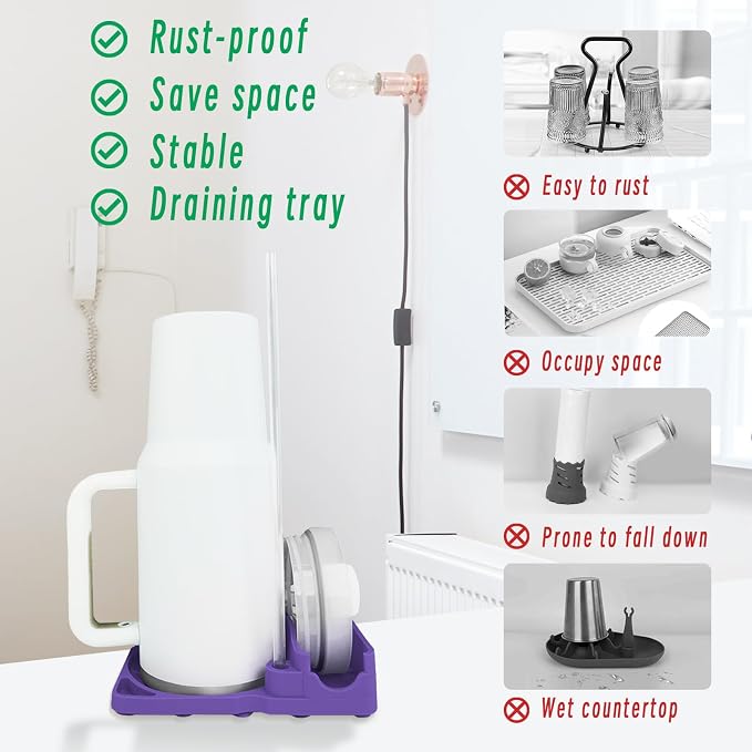 Bottle Drying Rack for Stanley Cup, Food Grade Silicone Holder Stand for Water - Image 3