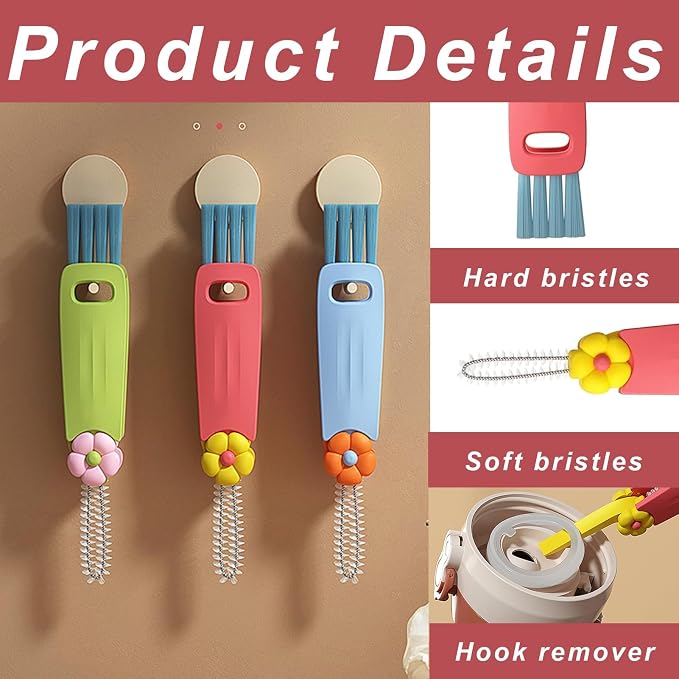 3 in 1 Rotatable Cup Lid Gap Cleaning Brush Set, - Image 3