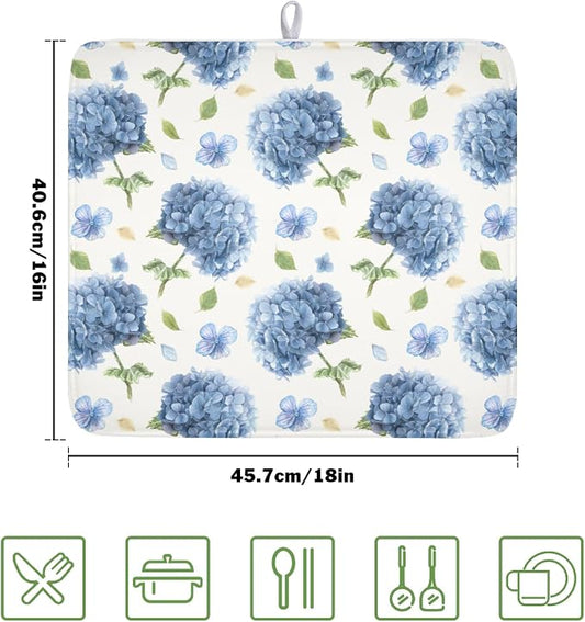 Spring Summer Hydrangea Dish Drying Mat - Image 2