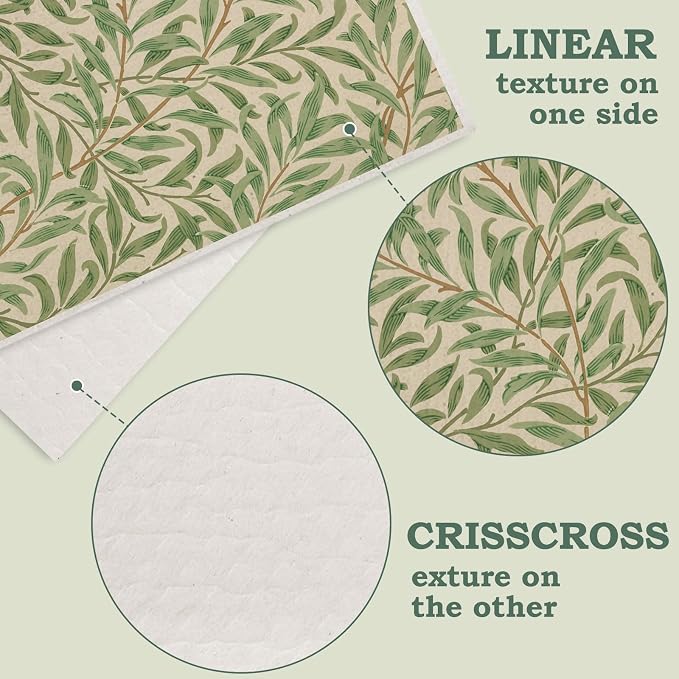 Whaline 12 Pcs William Morris Floral Swedish Dishcloths Vintage Greenery Flower - Image 3