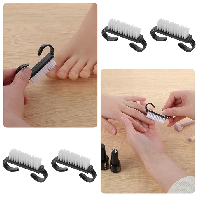 20 PCS Handle Grip Nail Brush Cleaner Black Nail Cleaning Brush Nylon - Image 4