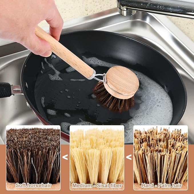 Bamboo Dish Brush with Handle - Image 6