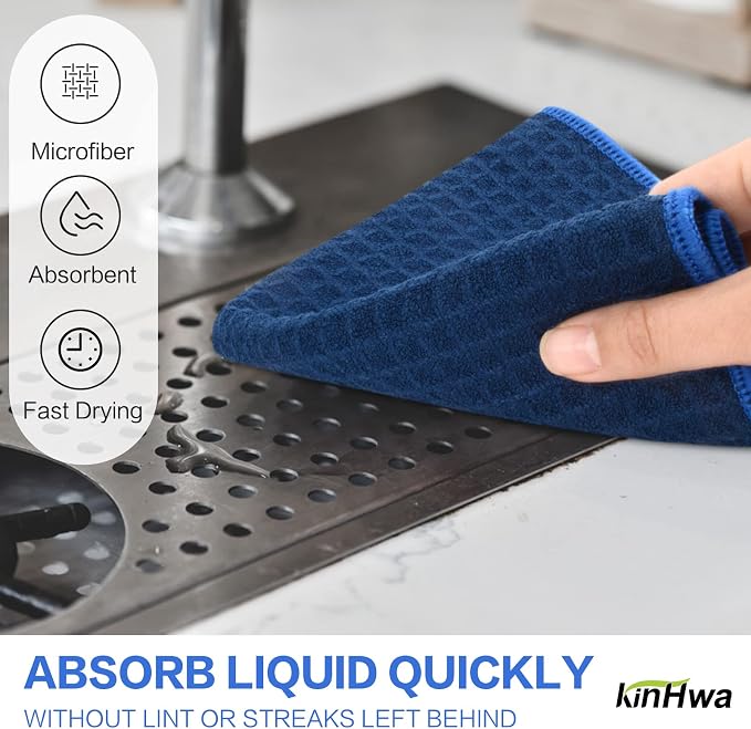 KinHwa Microfiber Dish Cloths Thick Waffle Weave Kitchen Dish Rags Ultra - Image 4