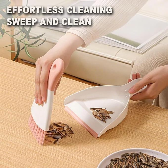 Mini Broom with Dustpan Combo Set Small Dust pan and Brush Set Quick Cleanup - Image 2