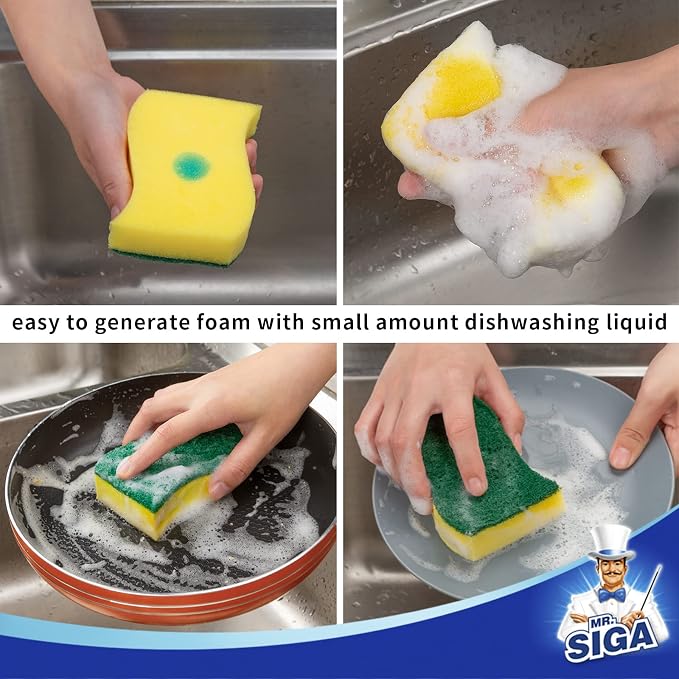 MR.SIGA Heavy Duty Scrub Sponge, Size:11 x 7 x 3 cm, 4.3" x 2.8" x 1.2" - Image 5