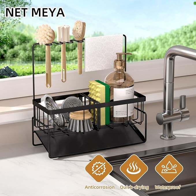 NET MEYA Sponge Holder for Kitchen Sink, Stainless Steel Sink Caddy - Image 5